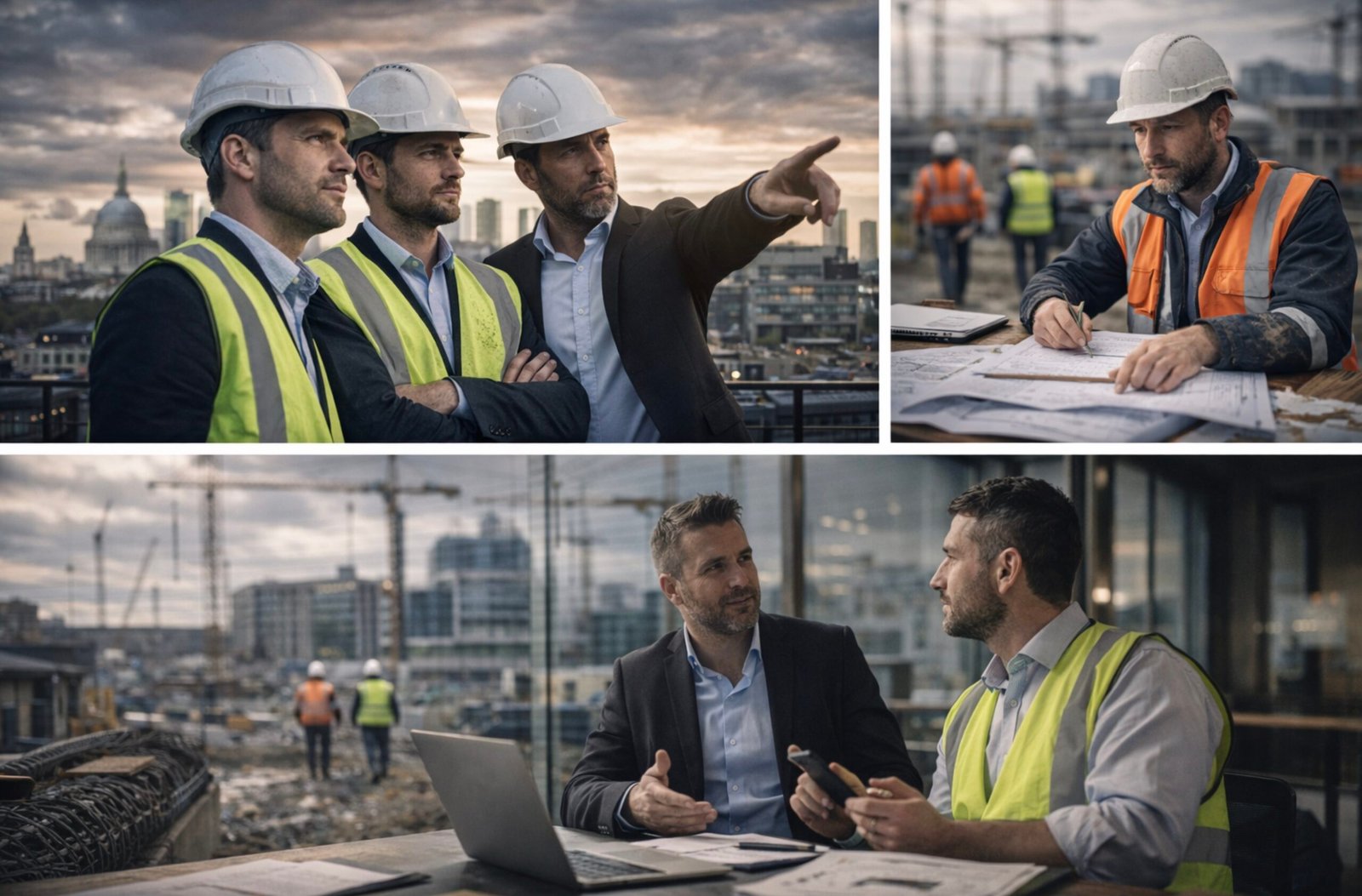Construction professionals working on urban sites