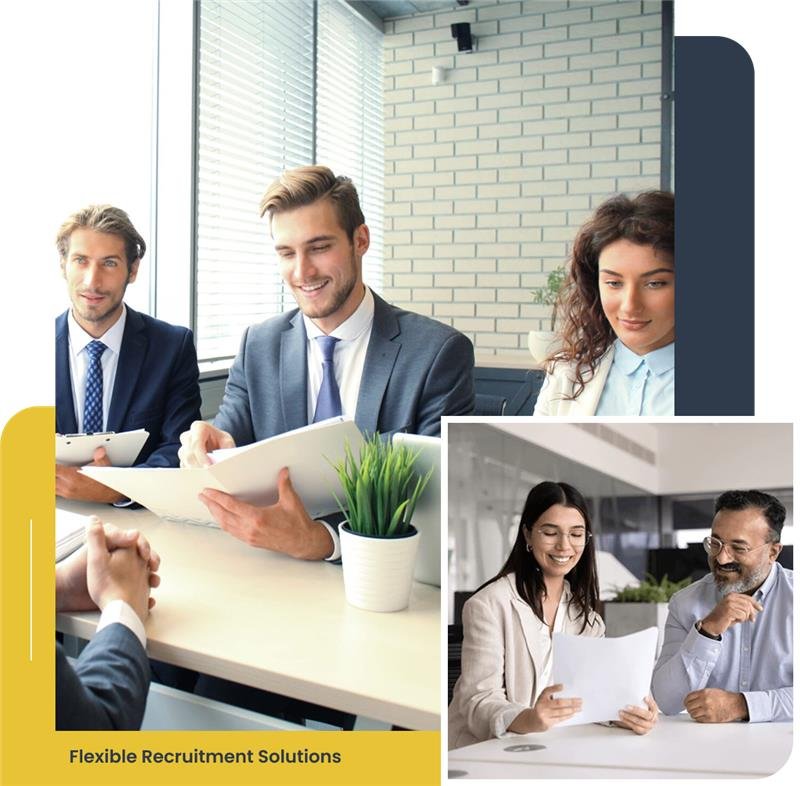 Business professionals reviewing documents during meetings